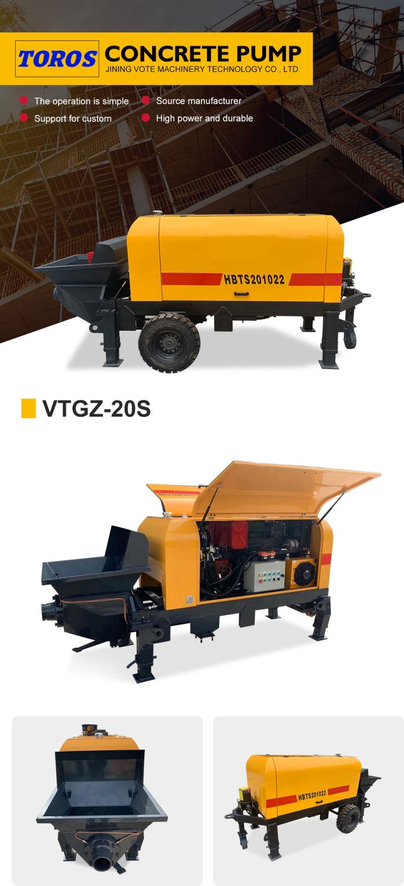 Cement Concrete Mixer Pump Trailer Hydraulic Portable Concrete Mixer and Pump