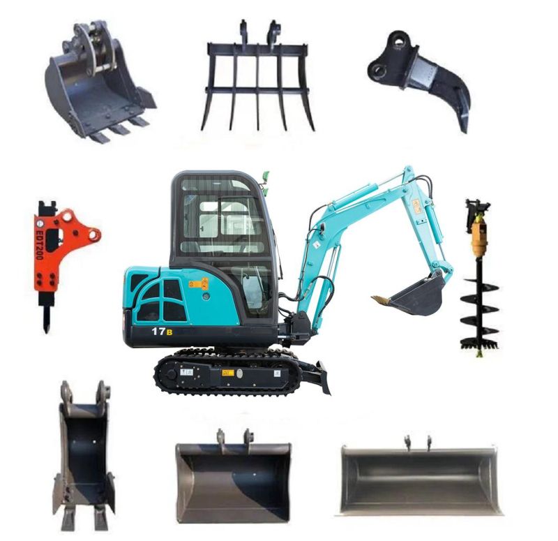 1.7 T Small Backhoe Digger Fw17b Mini Hydraulic Pump Rubber Crawler Track Excavators Cheap Price for Sale