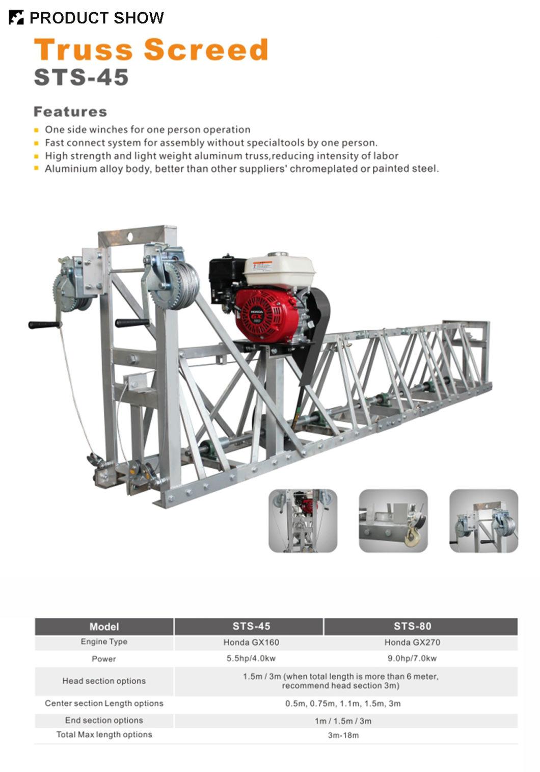 China Factory Concrete Vibratory Truss Screeds with Honda Petrol and So on