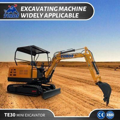 on Sales China Toros 3 Ton 3t Backhoe Mini Crawler Hydraulic Excavator with Bucket / Te30/ CE ISO EPA Certification/ Farm Construction