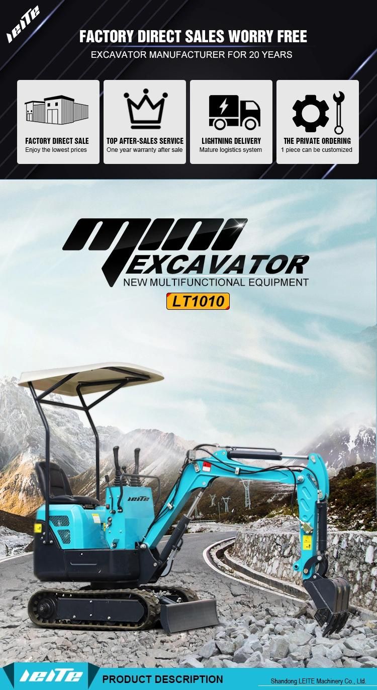 Hydraulic Mini Crawler Excavator 1 Ton Small Digger Construction Machine with Accessories Digger for Gardening