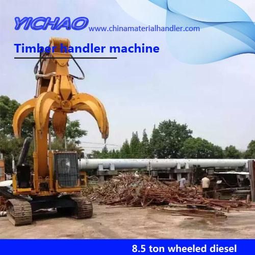 China Small 8500kg/8.5 Ton Wheeled Grapple Crane with Log Grapple/ Hydraulic Log Grab Crane / Excavator Grab Scrap Grapple Crane