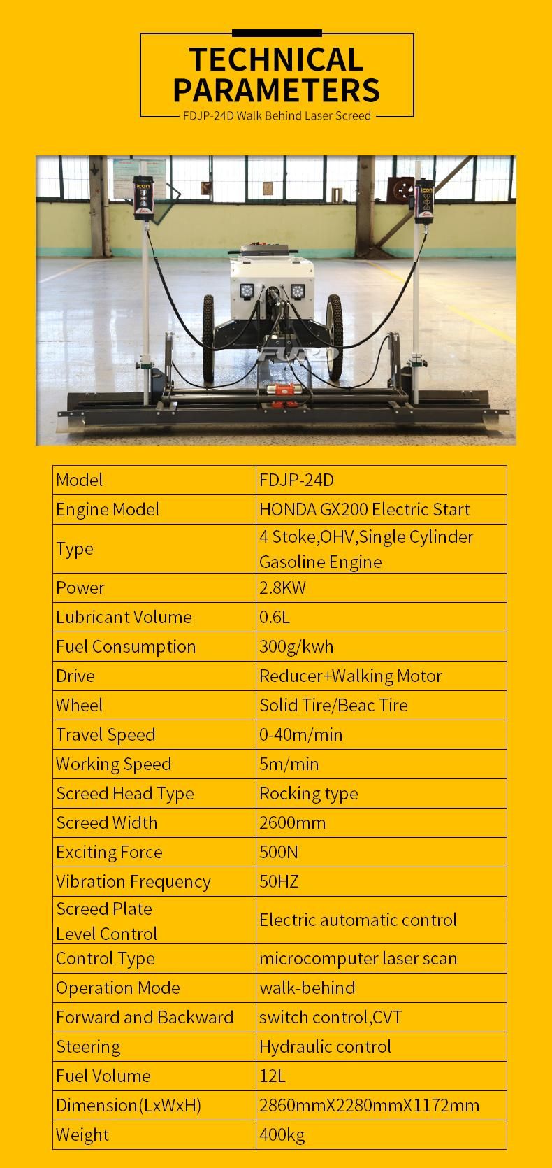Leica Support 2.5mtr Laser Screed Flooring Machine for Sale