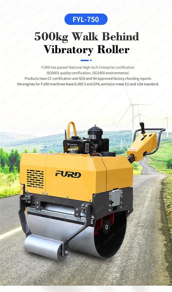 500kg Walk Behind Drum Road Roller with Single Drum for Sale