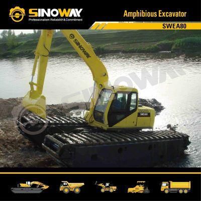 Mini Dredging Excavator with Amphibious Pontoon