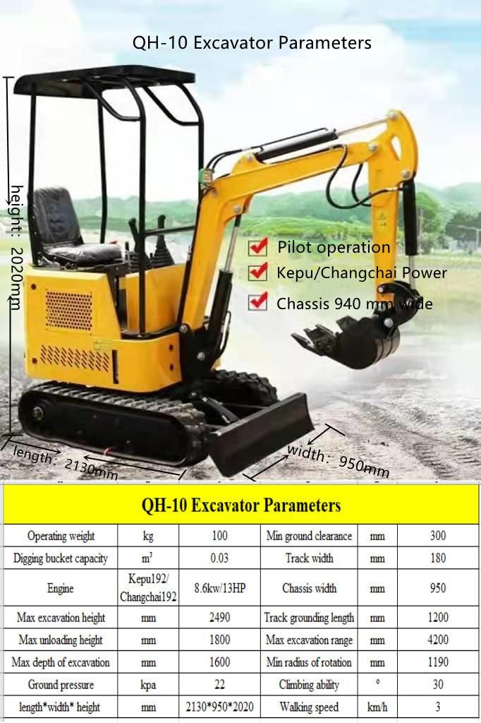 Hot Sale New Mini Digger Crawler Excavators 1.2 Ton Excavator for Sale