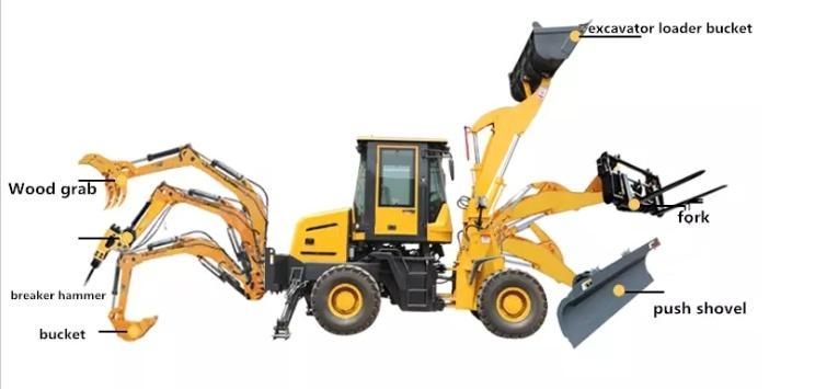 4WD 50HP Cheap Mini Tractor Loader Backhoe Rated Load 1000kg
