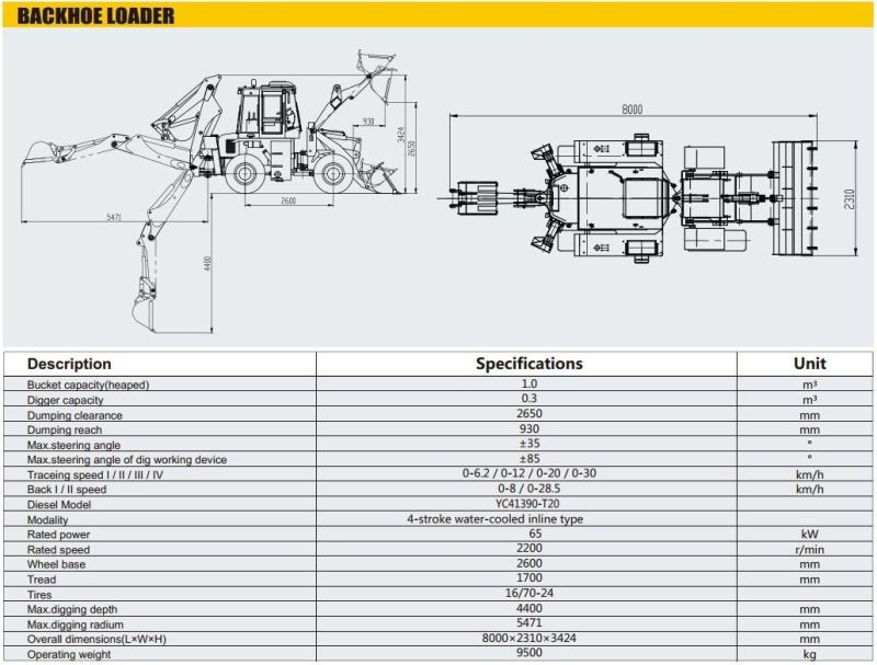 High Quality Backhoe Loader Wz30-25 Tractor for Sale