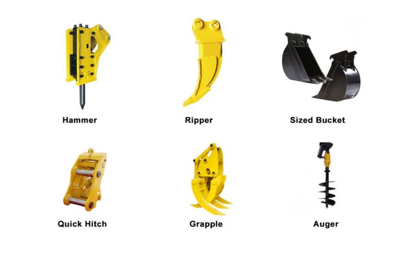 Earthmoving Machinery Mini Excavator with Auger Ripper Hammer for Construction Use