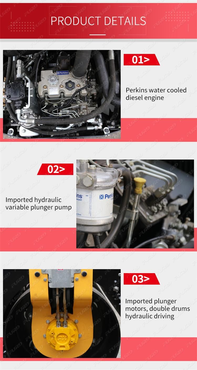 Self-Propelled Double Drum Compactor Vibratory Road Roller Fyl-1200