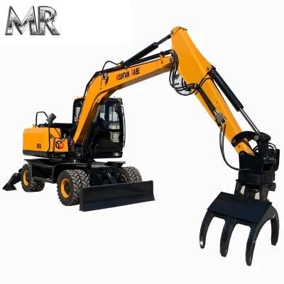 Walkaround Chinese Mini Compact Wheeled Excavator for Grab Wood