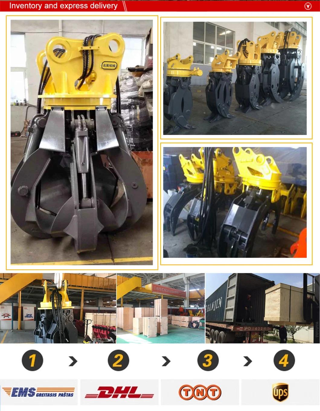 Construction Machinery Parts Hydraulic Grapple Excavator Attachment Hydraulic Grab Bucket Attachment for Digging and Loading