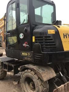 Construction Equipment Towable Backhoe Hydraulic Used Wheel Excavator Hyundai60W, Good Condition