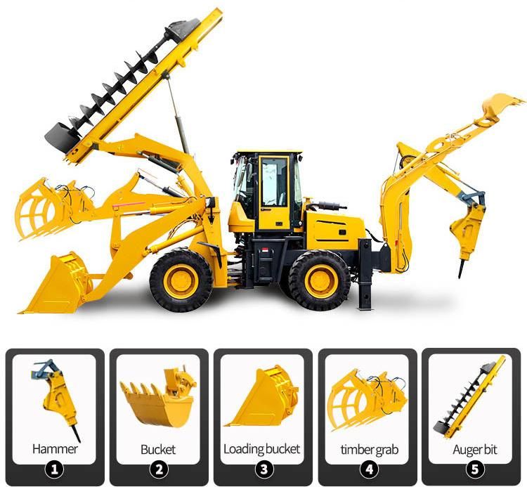 Rated Load 2600kg Diesel Drive 0.25m3 Excavator Bucket Backhoe Loader Price