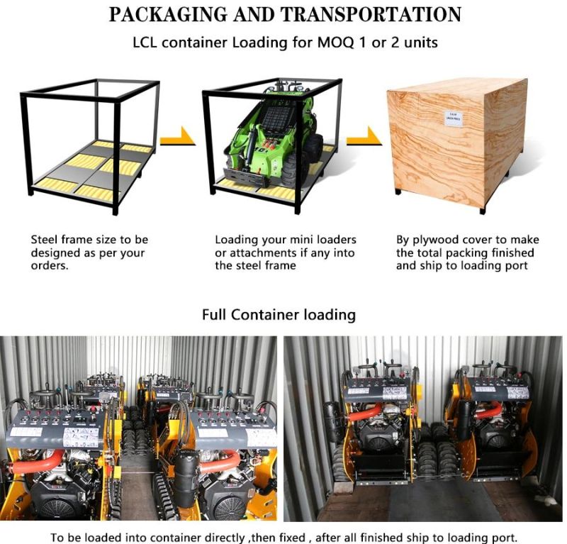 Petrol Engine Mini Skid Steer Wheel Loader for Household