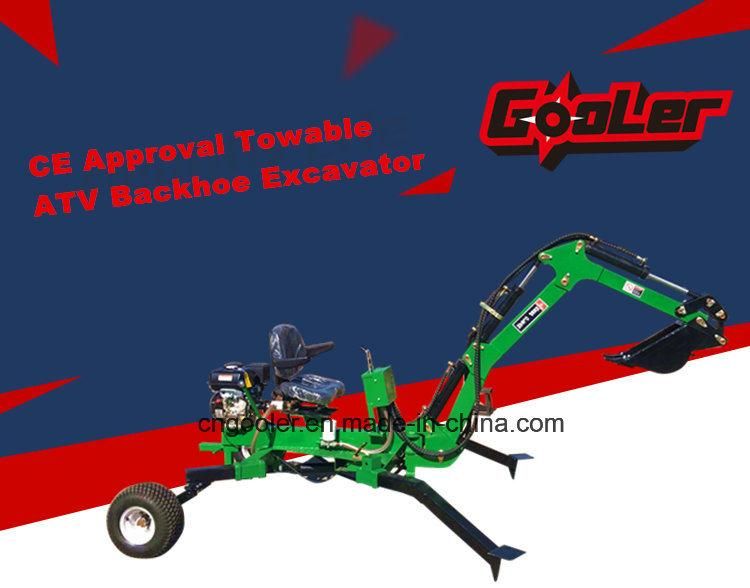 Factory Manufacture 9.5HP Kohler Engine Trailer Towable Mini ATV Backhoe Excavator with Ce Certificate