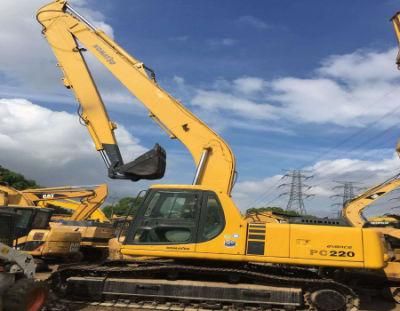 Used Original Komatsu PC220 18m Long Boom Excavator, Secondhand PC220 Long Boom Construction Machine for Sale