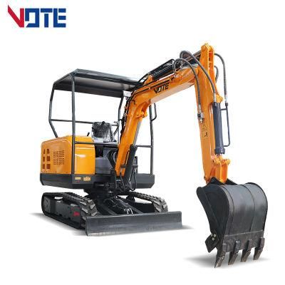 Mini Digger Machine 3.0 Ton Crawler Excavator with Enclosed Cabin Diesel Digger for ATV