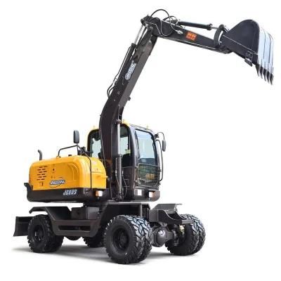 Construction Machinery 8ton Mini Digger Full Hydraulic Transmission Drive Wheel Excavator