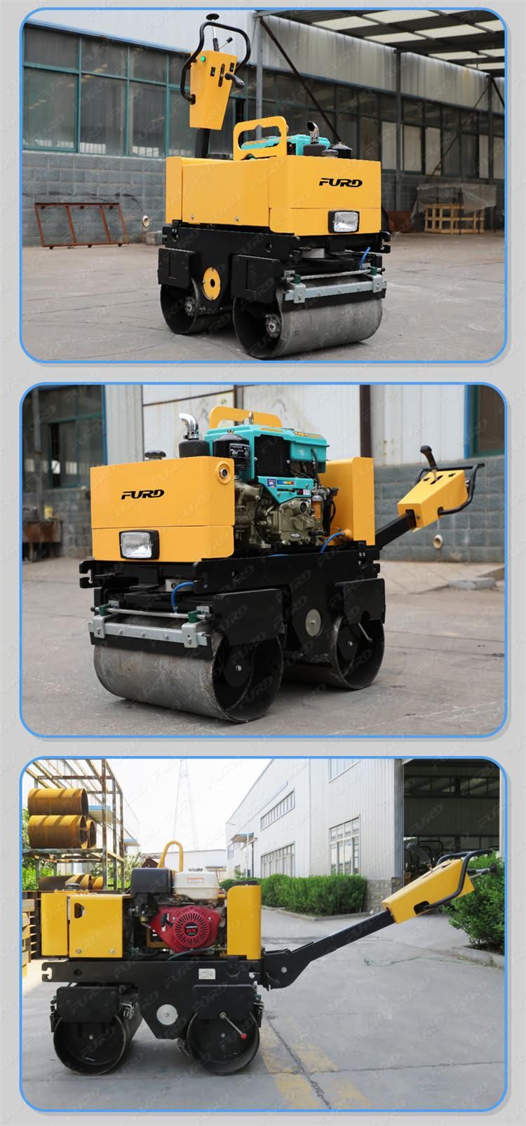 Hand Held Double Drum Roller Compactor Road Vibrator for Asphalt Fyl-800c