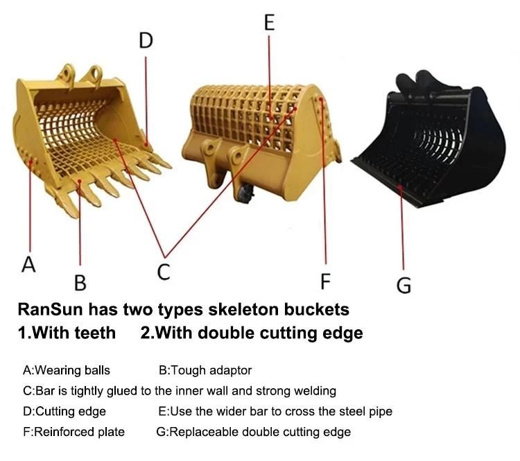 24" Excavator Rock Riddle Bucket with 40mm Pins
