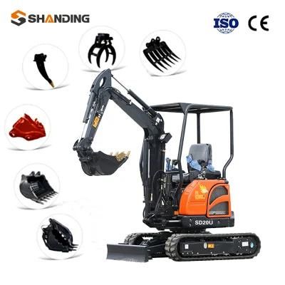 Hot Sale 2 Ton Small Mini Excavator Perkins Engine with Crawler Telescopic Function