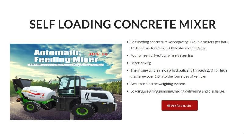 2.8m3 Self Feeding Concrete Mixer Mini Concrete Mixer Small Concrete Mixer