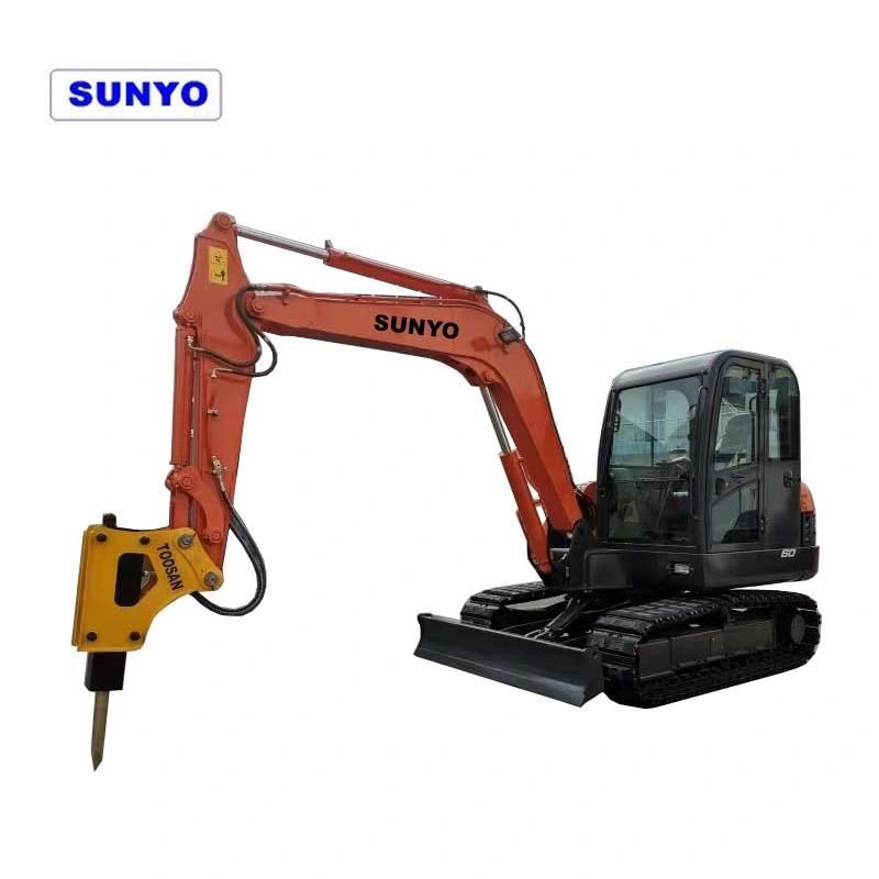 Sunyo Brand Sy68 Model Mini Excavator Is Hydraulic Excavator as Mini Loadersr and Crawler Excavator.