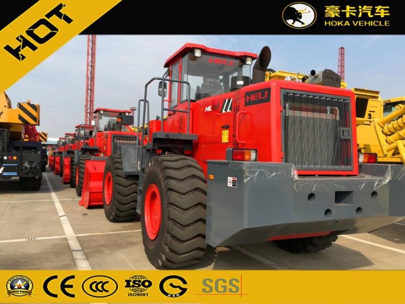 Heli Hl966 6t Agricultural Construction Machinery Heavy Duty Front Mini Wheel Loader 3.5cbm Bucket Red