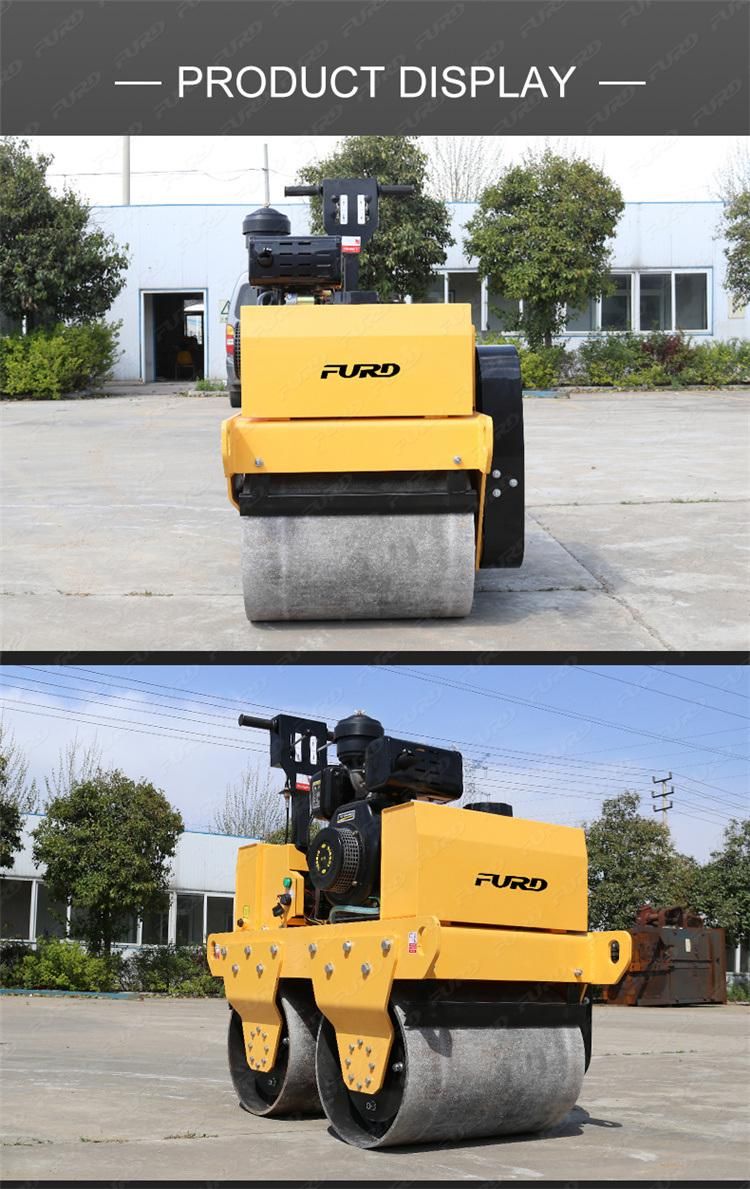 Double Drum Vibratory Roller Earth Compactor Machine Walk Behind Road Roller