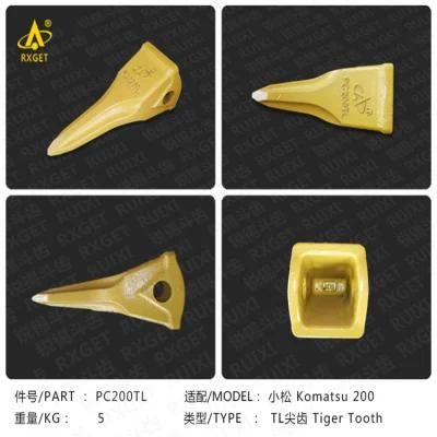 PC200tl PC200 Series Tiger Long Bucket Tooth, Construction Machine Spare Parts, Excavator Bucket Teeth