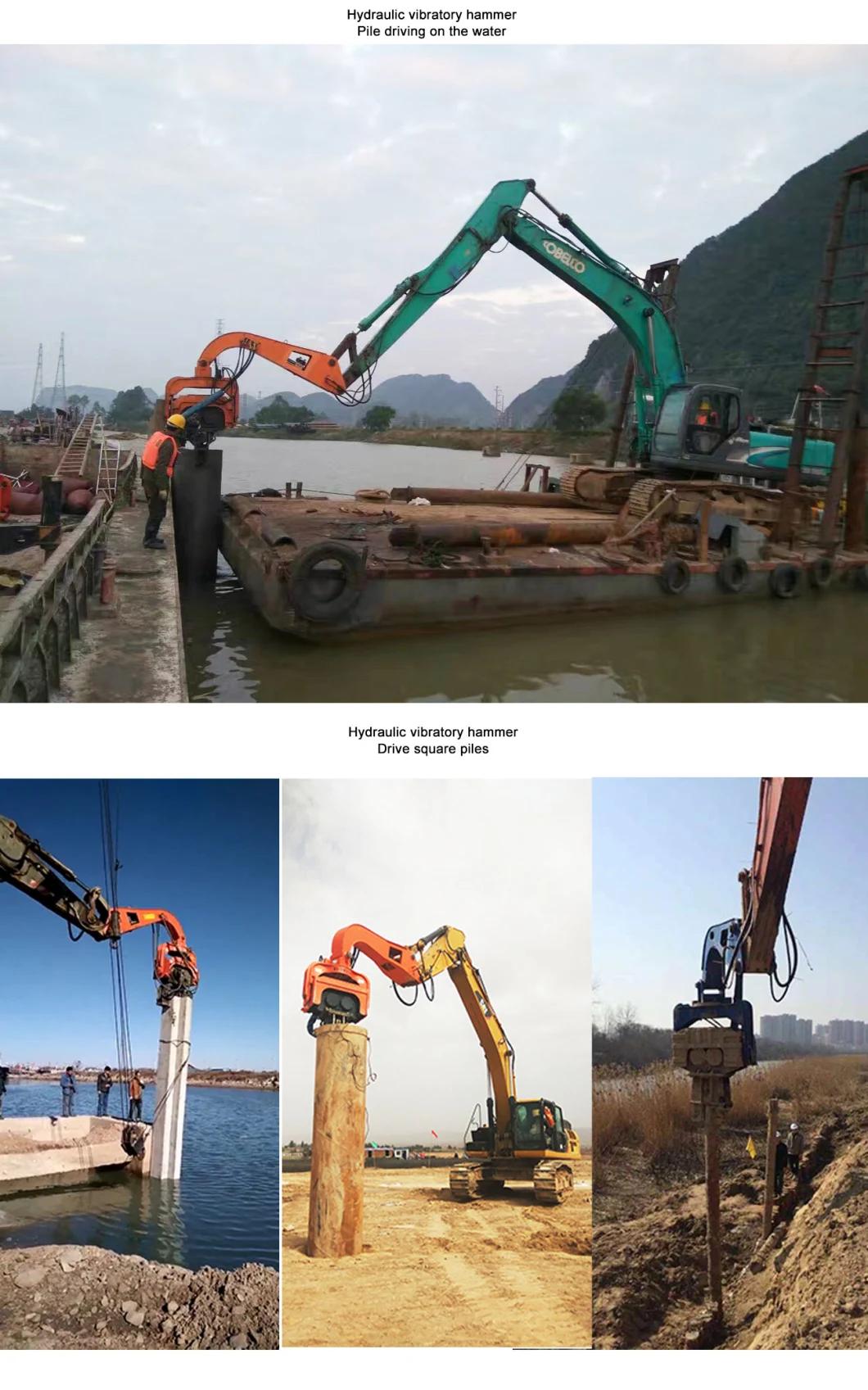 Beiyi Construction Machinery Pile Driving Equipment 18-65t Excavator Mounted Hydraulic Vibro Hammer/Vibratory Sheet Pile Driver