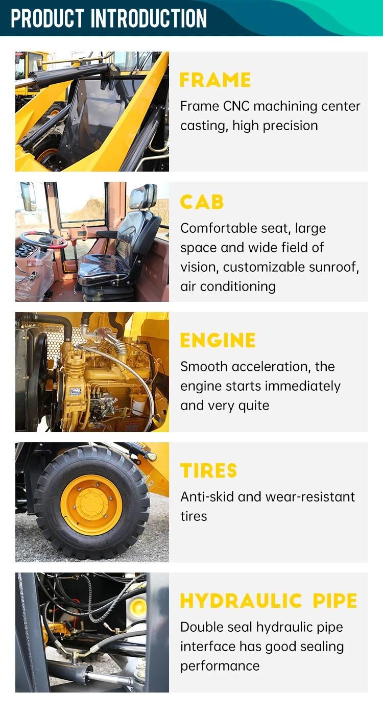 China Huaya Brand Diesel Engine High Profile Wheel Loader Front End Loader Farm Construction Zl20 Wheel Mini Loader