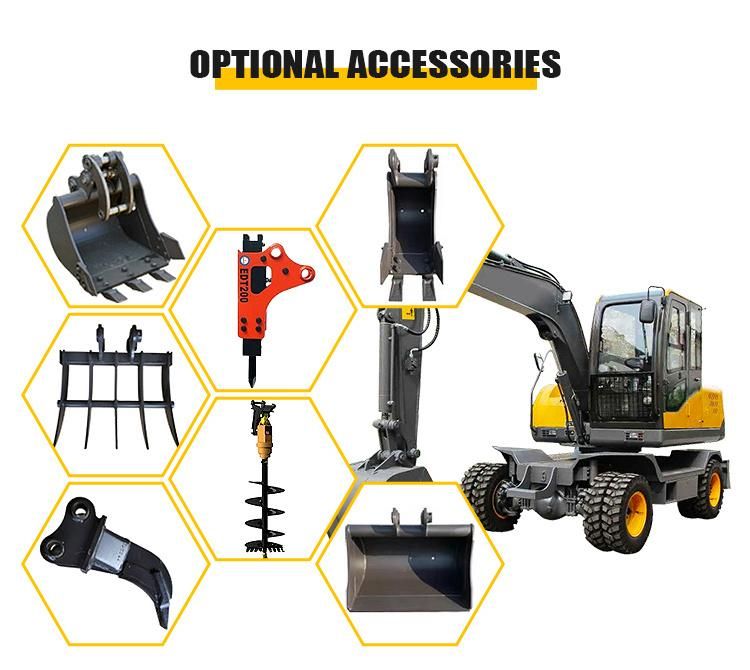 Long Service Life Strong Power Speed 7.8ton China Made Cheap Mini Wheel Excavator for Construction Use
