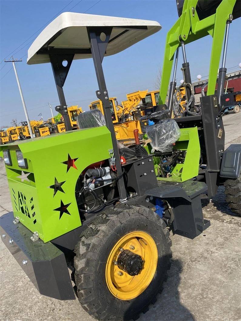 China Factory Wholesale 1/1.2/1.5/2 Ton Small Wheel Loader Small Forklift Skid Steer Loader 4WD Front Loader CE Certification Euro 5 Engine Construction Sit