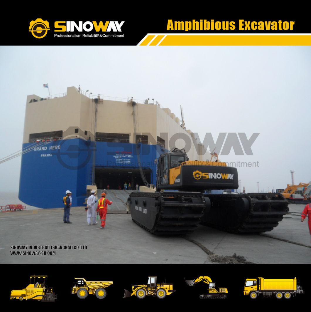 Amphibian Excavator Sinoway Land and Water Excavator with Floating Pontoon for Sale