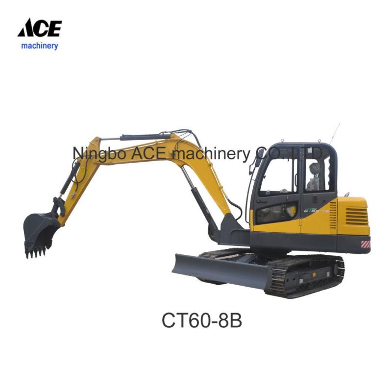 Small Scale Crawler Excavator 6ton Mini Digger 0.2cbm Bucket Engine 48.5HP