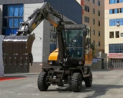 4500kg Mini Wheel Excavator 360-Degree Rotation with Small Bucket