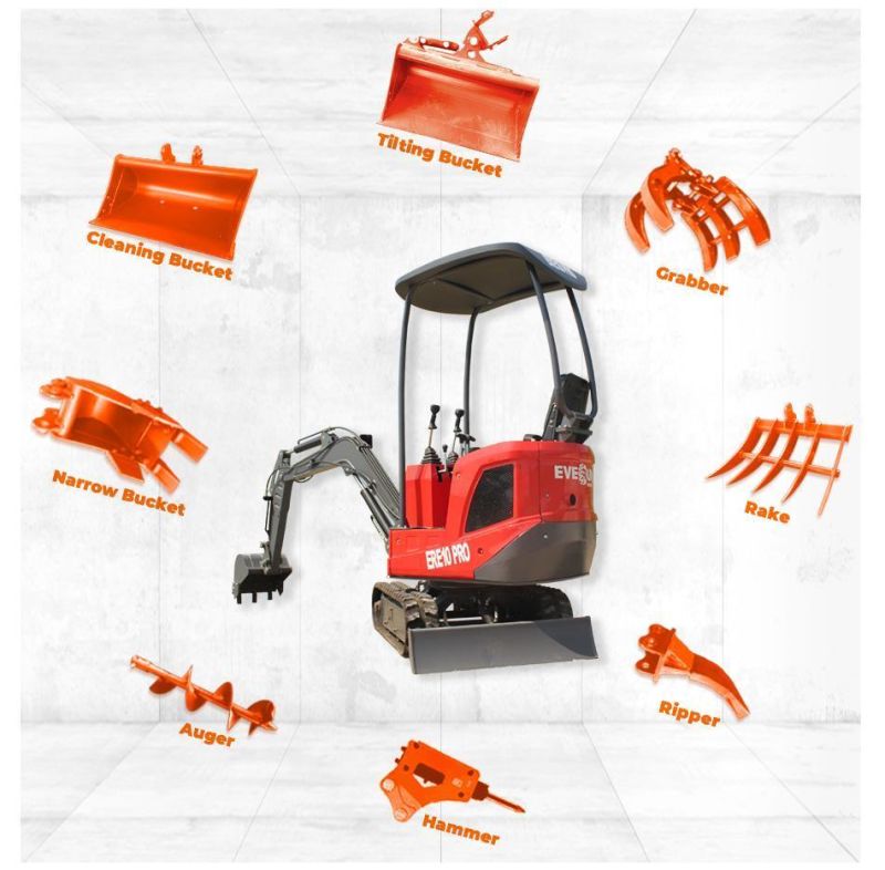 Hot Sale Everun New Design Ere10 PRO 1ton Mini Micro Small Farm Home Garden China Bucket New Crawler Excavator Digger for Sale