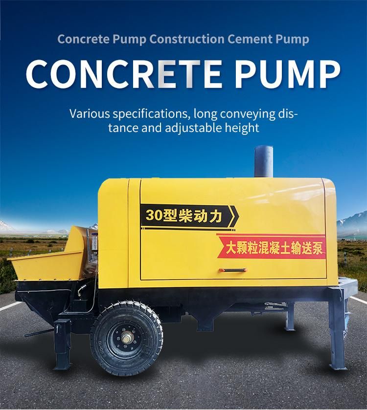 Construction Machinery Diesel Electric Portable Small Mini Stone Cement Beton Mixer Mortar Piston Mortar Grouting Machine Trailer Concrete Pump