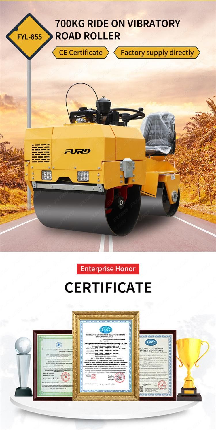 700 Kg Cheap Price Road Roller Fyl-855 Ride on Compactor