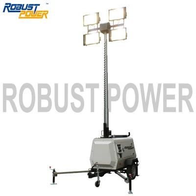 4*1000W Kubota Diesel Generator Manual Light Tower for Construction