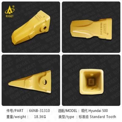 66nb-31310 Hyundai R500 Series Standard Bucket Tooth Point, Construction Machine Spare Part, Excavator and Loader Bucket Adapter and Tooth
