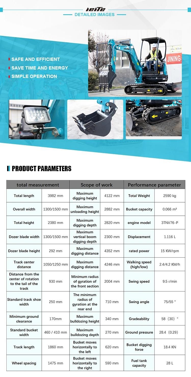 Hot Selling Small Mini Excavator with High Quality and Low Price Farm Channels Digger 2.0 Ton 3 Ton Mini Excavator for Home Use