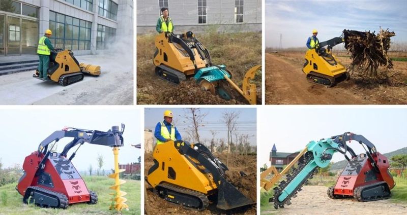 Hixen Brand New Mini Skid Steer Loader with Multi Functional Attached Tools for Sale