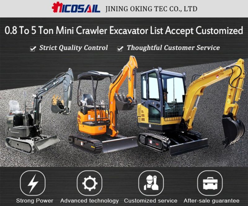 New Diesel Fully Hydraulic Crawler Mini Digger Micro Small Excavator with Attachment Price for Sale 0.8 Ton 1 Ton 2ton 3 Ton 4 Ton 5 Ton