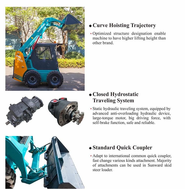 Sunward Swl2820 Chinese Hydraulic Skid Steer Loader with Best Prices