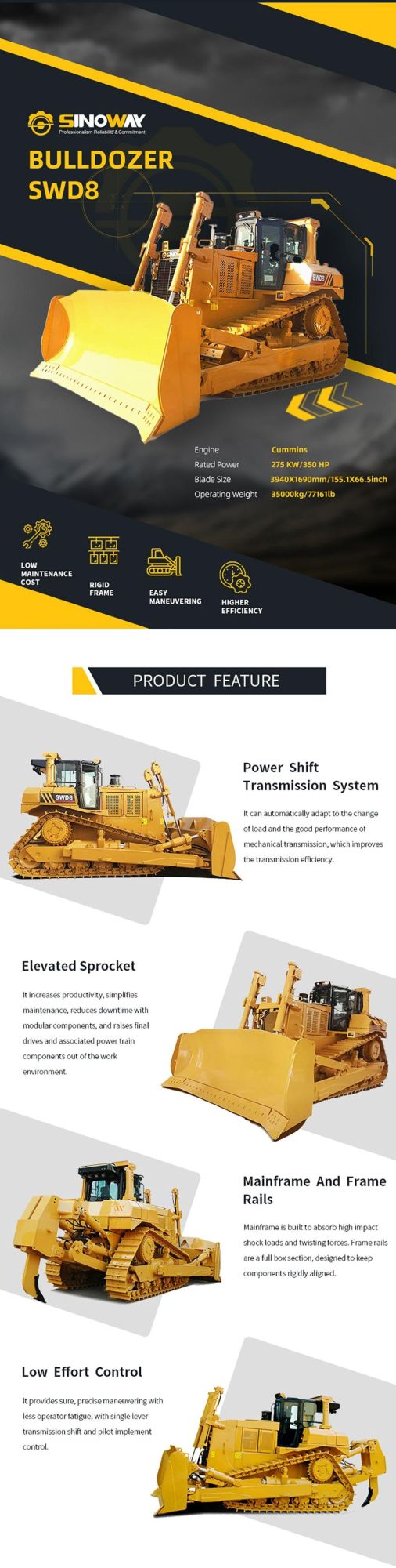 Elevated Sprocket Track Type Tractor Cat Tech. 360HP Crawler Tractor
