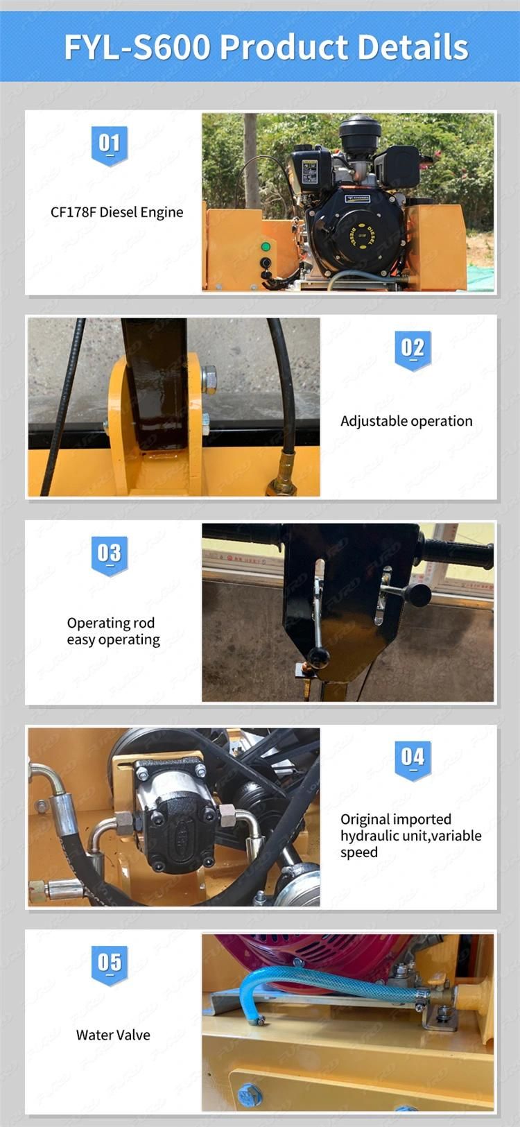 Hand Guided 550kg Double Drum Vibratory Road Roller Soil Compaction Machine