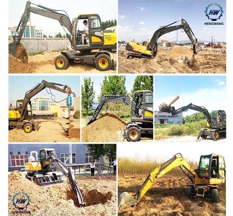 Factory Supply Max Digging Depth 3355mm Excavator Digger with Wheel Type